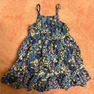 Charming Floral Kids Dress in Blue and Yellow
